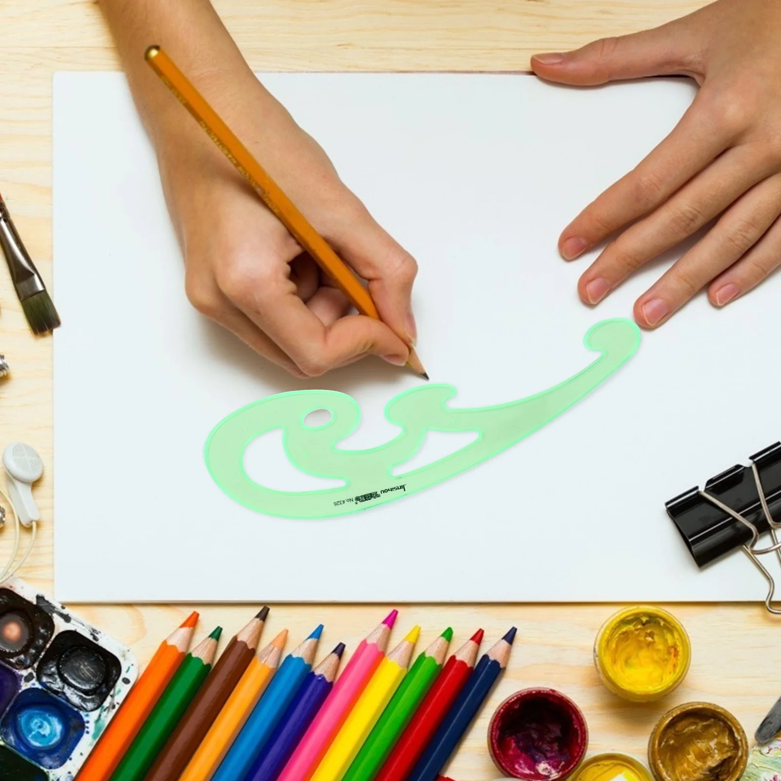 6 قطعة قالب رسم استنسل أشكال هندسية مساطر بلاستيكية للمدرسة والمكتب والرسومات الفنية وأدوات الرسم #6