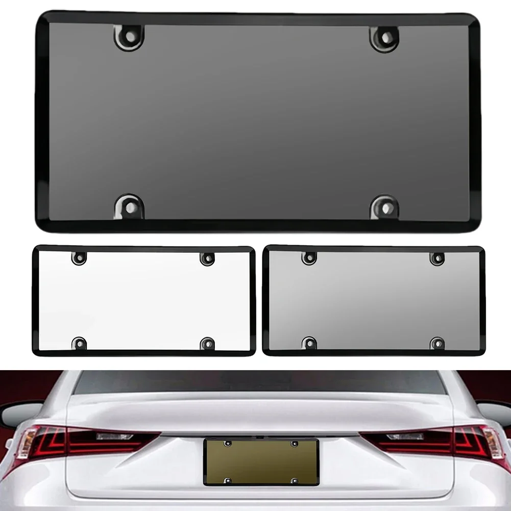 

Прозрачная рамка для номерного знака с черными заглушками и винтами, защитный чехол для номерного знака, прозрачная рамка-накладка для номерного знака