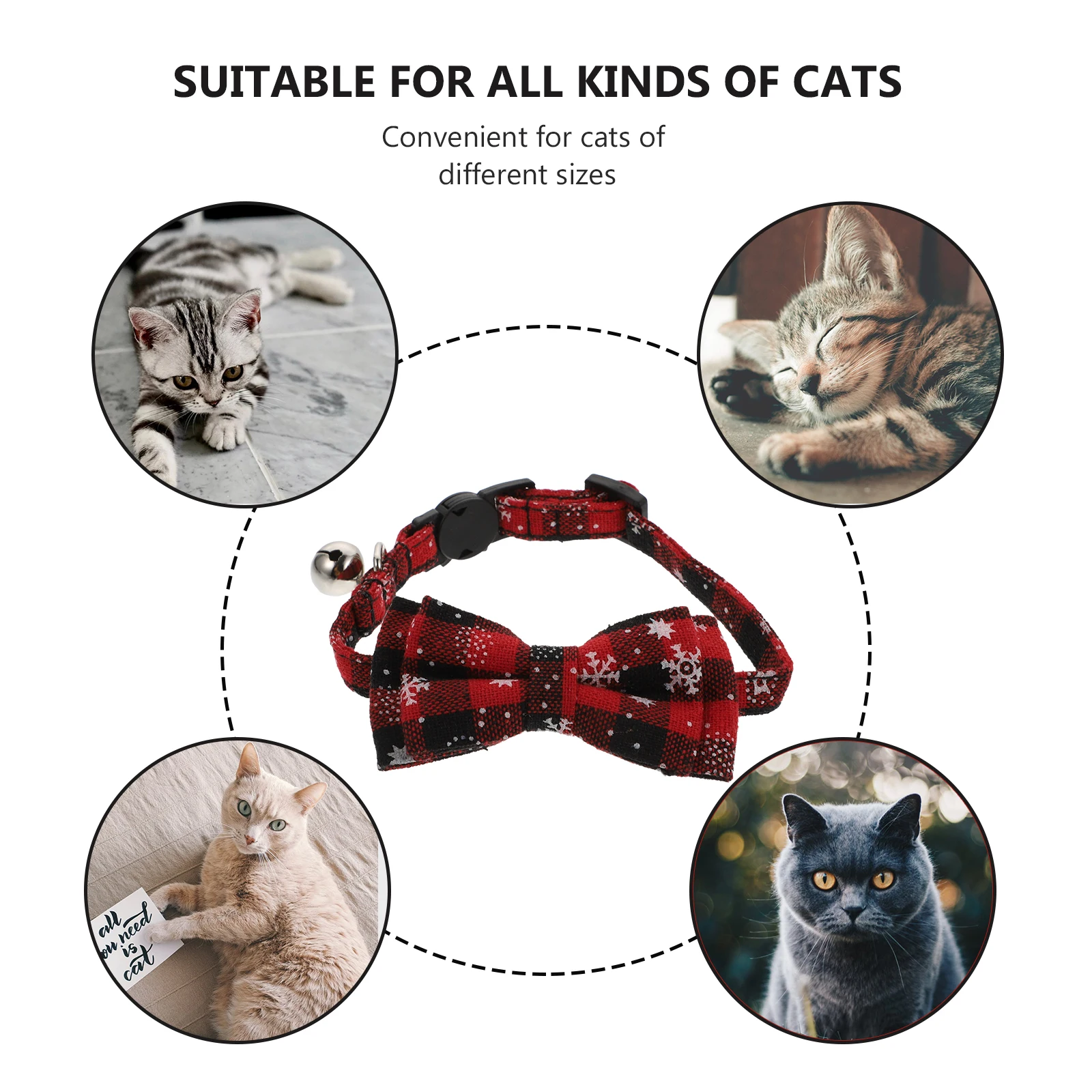 

Cat Collar Chrstmas with Bowtie Kitten Christmas Bows Decor Pet Small Collars Cotton Polyester