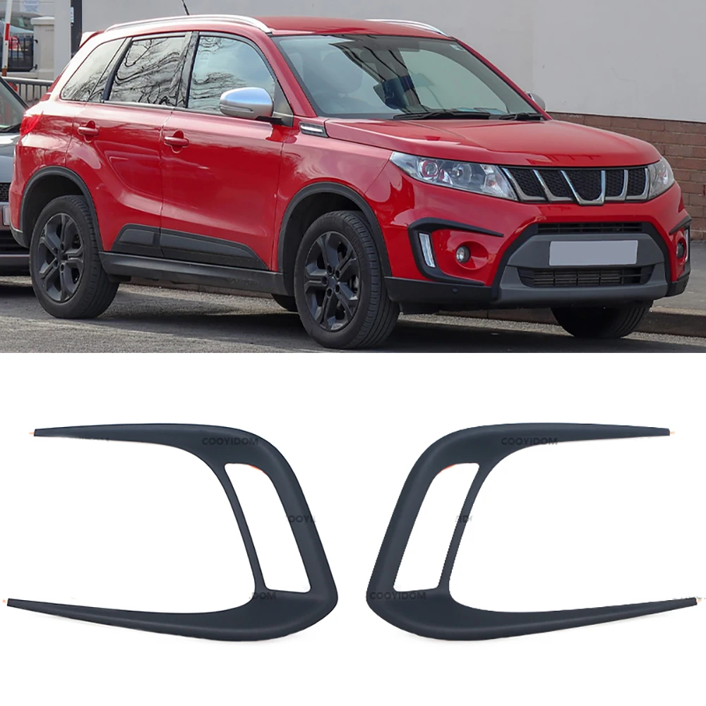 For Suzuki Vitara 2016-2020 Front Fog Light Cover Grill Daytime Running Lamp Frame Trim ABS Decorative Sticker Car Accessories