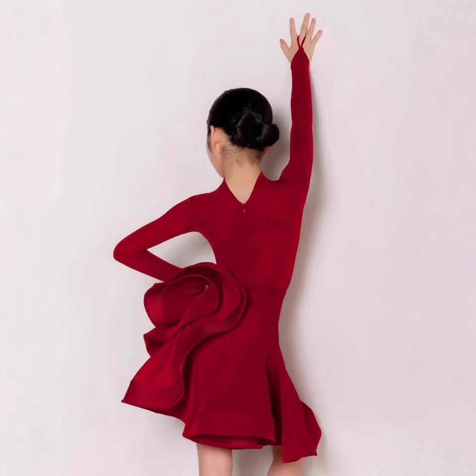 red cha cha dress Red Competition Latin Dance Dress-ballroom-rhythm -cha-cha-rumba US 2