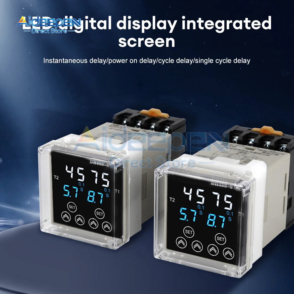 DH48S Digital Delay Time Relay Precision Programmable Cycle DH48S-S 1Z 2Z Series AC 220V 380V DC 24V 12V With Socket Base 8Pins