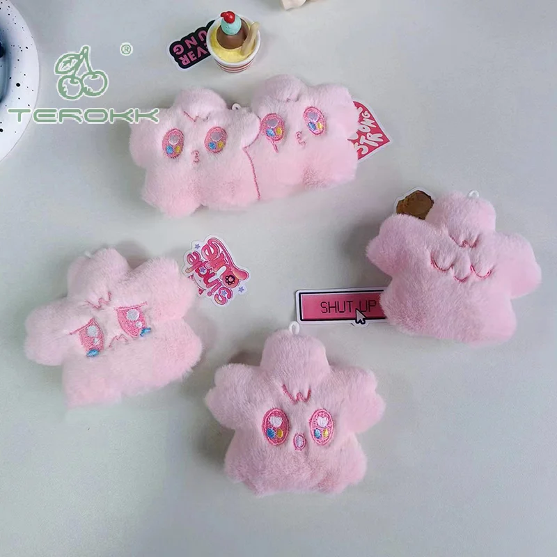 Cute Cartoon Plush Pink Star Toy Keychain Funny Squeak Creative Doll Keychain Pendant Backpack Decoration Accessories Gifts