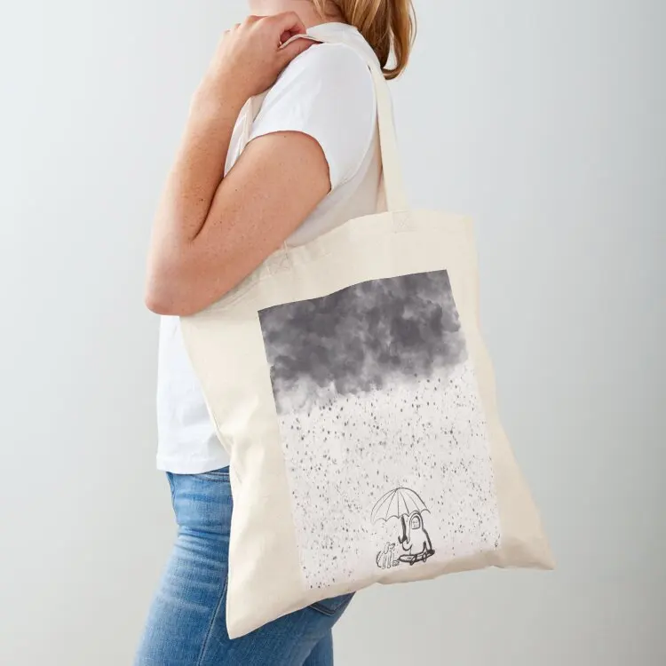 

Best friends - dog and person with radio in the rain Tote Bag hand bags the tote bag Candy bags