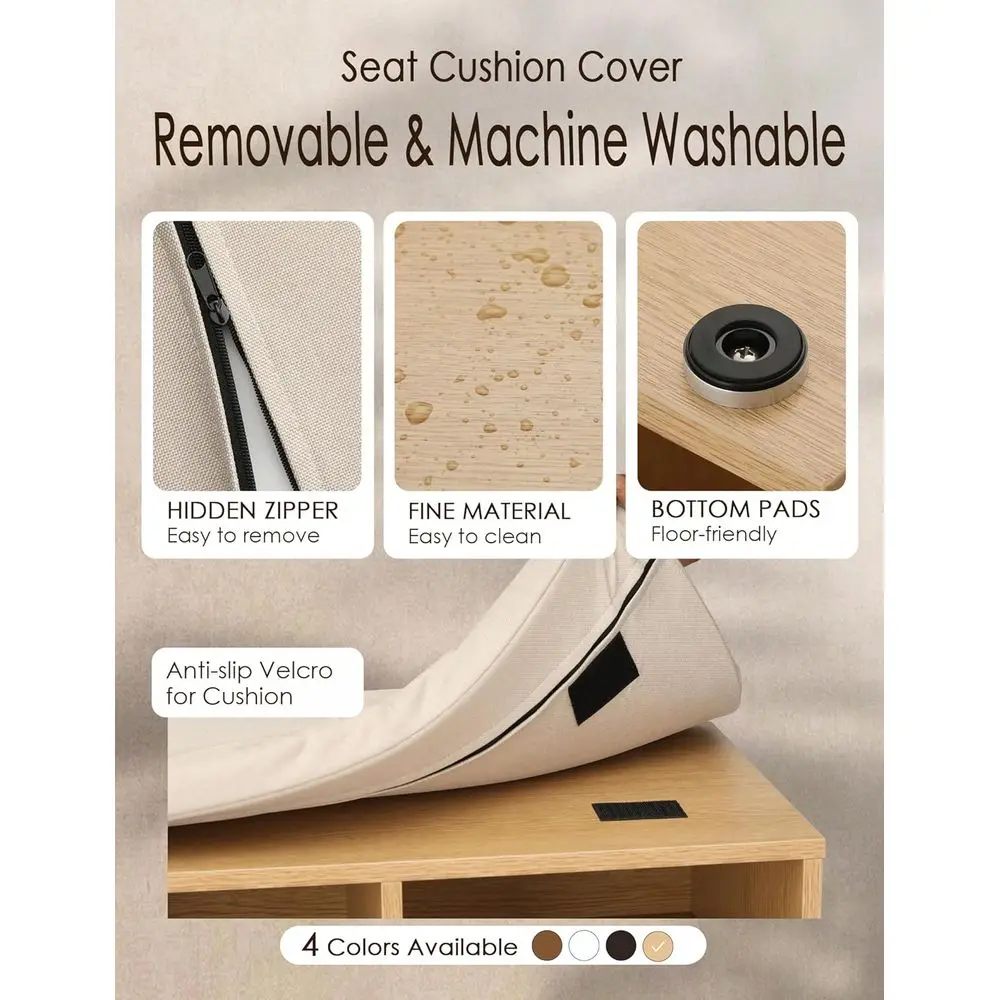 Panca portaoggetti per scarpe imbottita multiuso con 13 scomparti, scaffale regolabile per ingressi domestici, fango e altro ancora in Natur