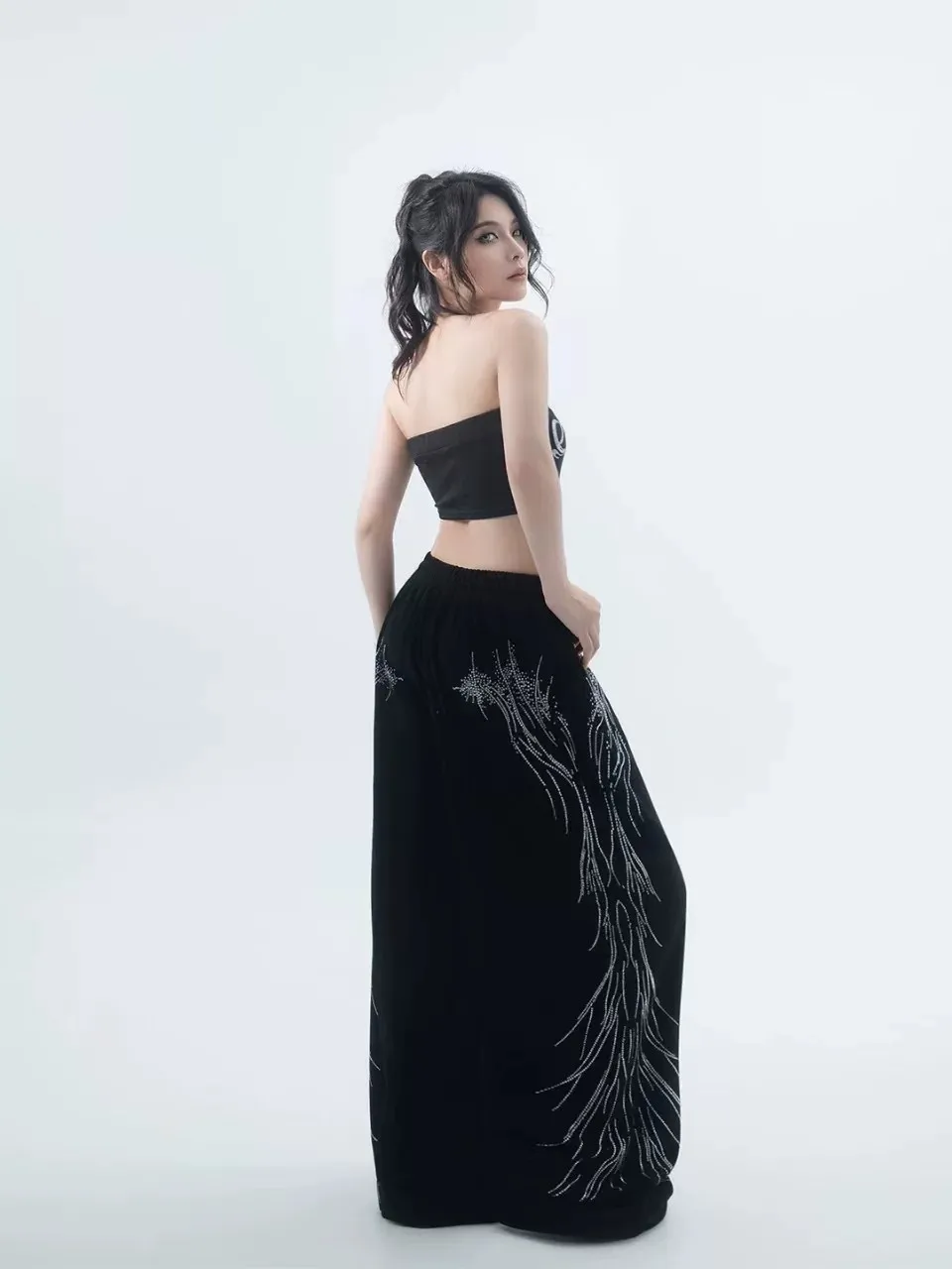 American Style Loose Wide Leg Pants Women's Dance Casual Pants Harajuku Street Style Jumpsuits Skirts Sets Breathable Sportswear