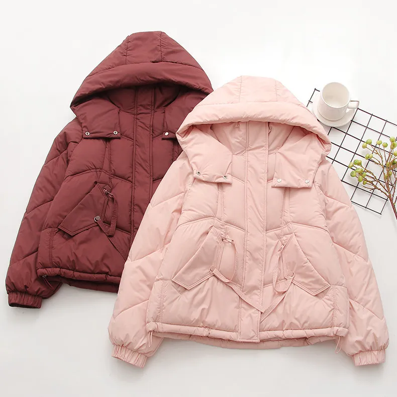 

[Готовый запас] Высококачественная женская зимняя толстая теплая хлопковая куртка, женские парки в студенческом стиле, утолщенная стеганая пуховая куртка