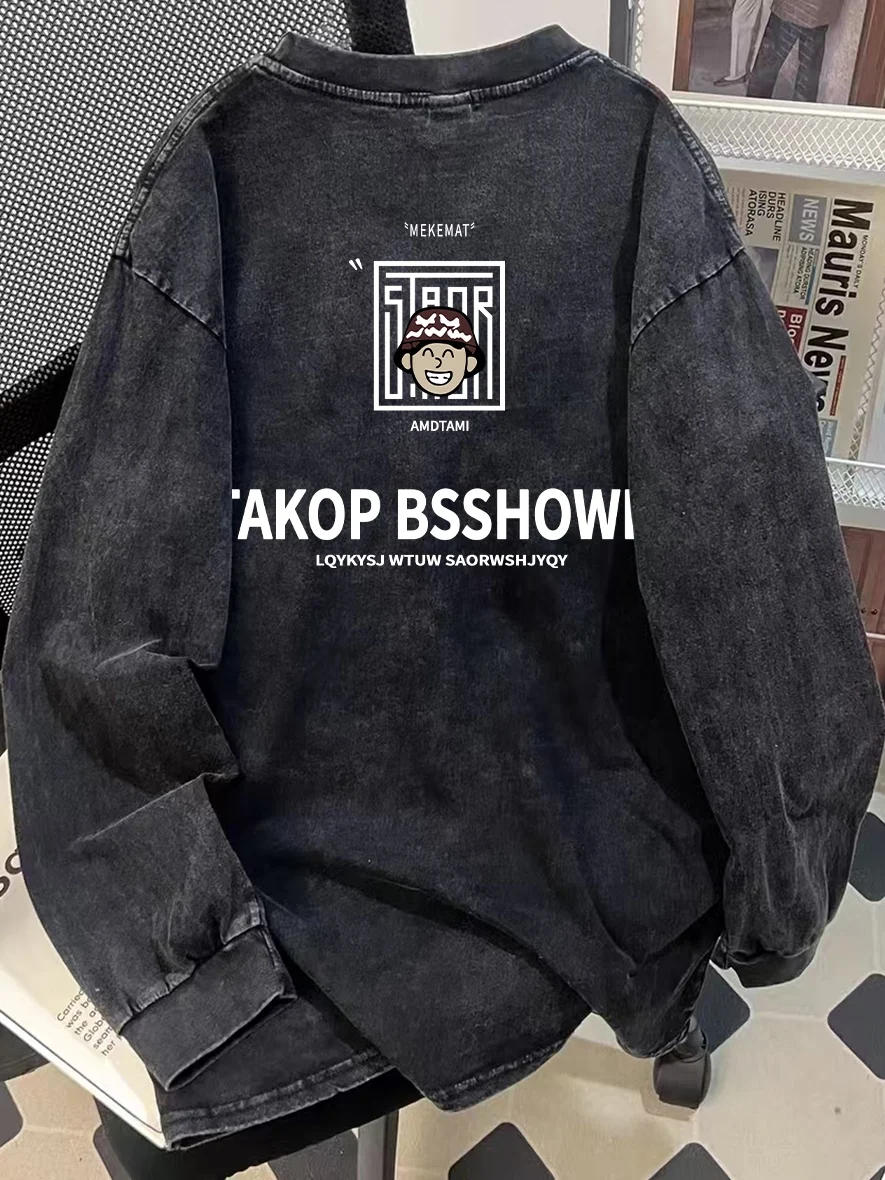 

Винтажная футболка Waed Long Sve ex Brand Outlet Tagl, повседневный топ для мужчин и женщин, молодежный модный геометрический принт