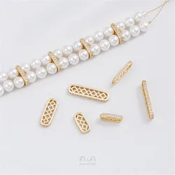 Distanziatore per perline in zircone ellittico poroso rivestito in oro 14K accessorio distanziatore per bracciale con perle a doppia fila fatto a mano fai da te