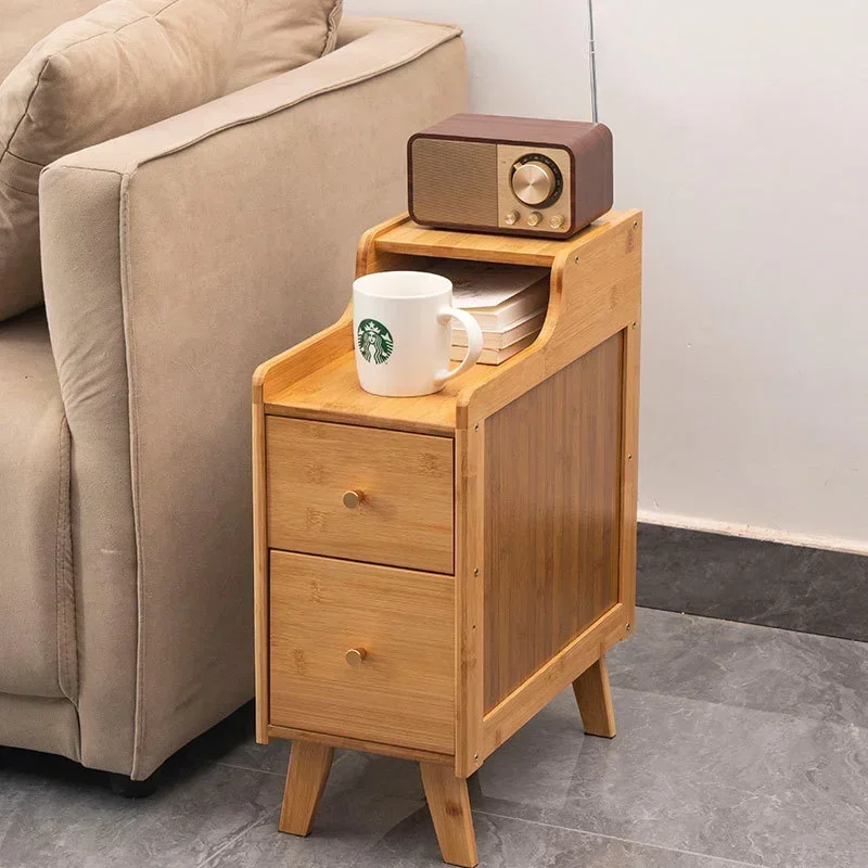 Bamboo Bedside Tea Table Creative Side Storage Cabinet Perfect for Bedroom Comfort Living Room Elegance Furniture