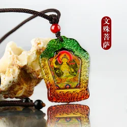1pcs Buddha Heart Mantra Amulet Kalachakra Glass Buddha Avalokitesvara Pendant Bhaiajyaguru Necklace High Quality Ornament