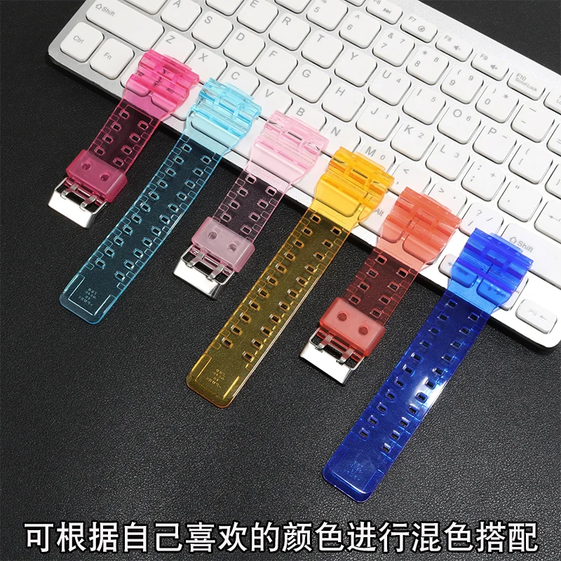 Resin Silicone Watchband Replacement GA GM-110 700 2100 GD120 Series Convex Interface Transparent Rubber Watch Strap 16mm