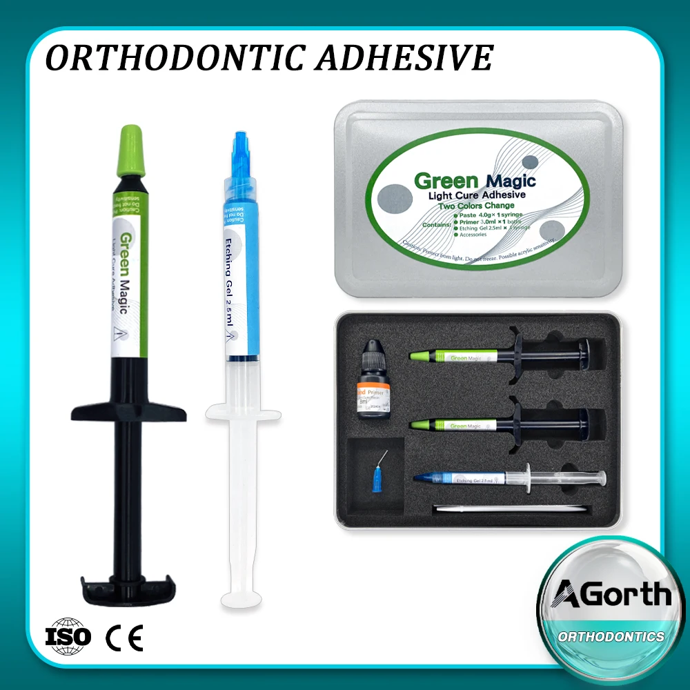 Dental Kieferorthopädische Klebstoff Licht Heilung Grün Kleber Kit Paste Primer Ätschant Säure Gel Für Bonding Klammern Zahnmedizin Material