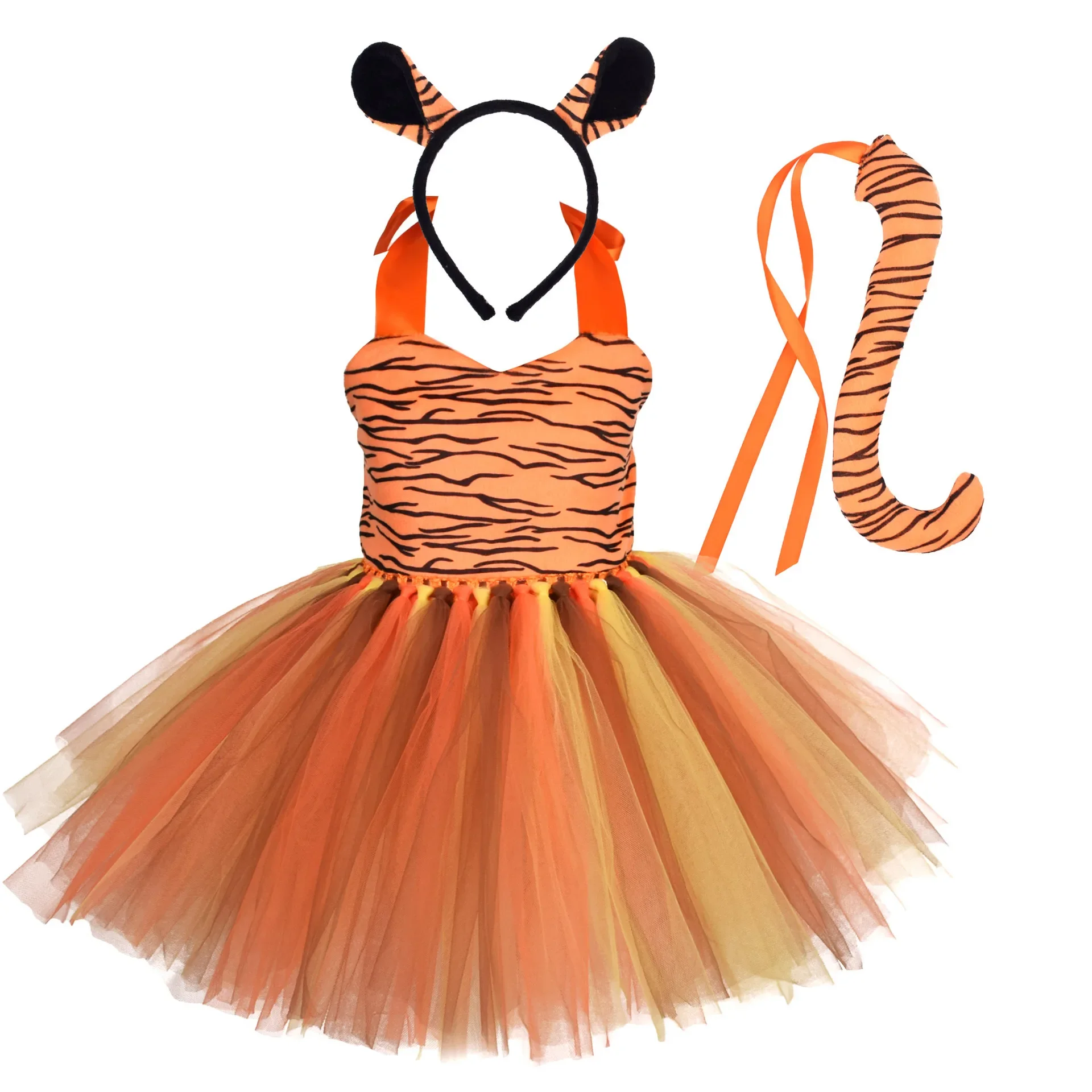 

Tiger Costume for Baby Kids Forest Birthday Party Tutu Dress Outfit Toddler Girls Carnival Halloween Animal Giraffe Dress Up