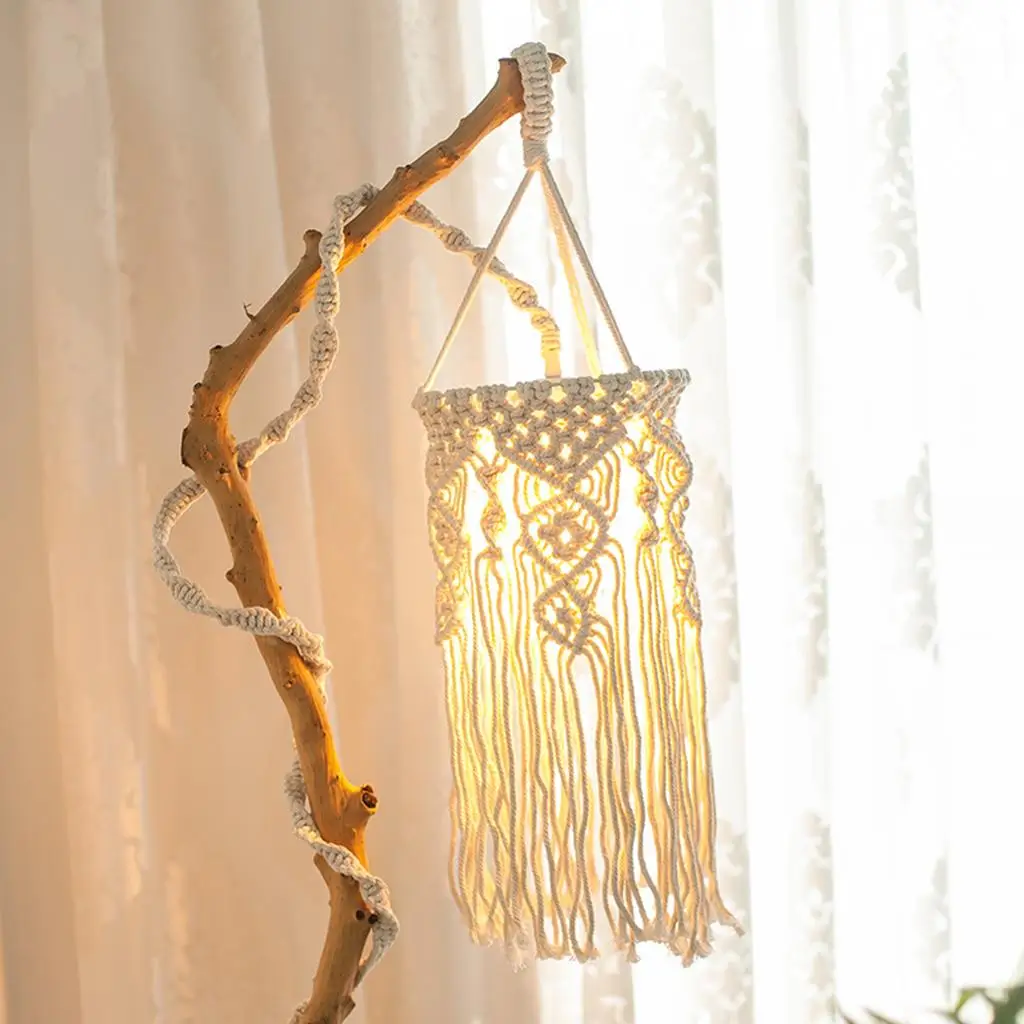 Chic Handmade Macrame Light Shade Chandeliers Hanging Lamp Cover Boho Shade Macrame Woven Tapestry