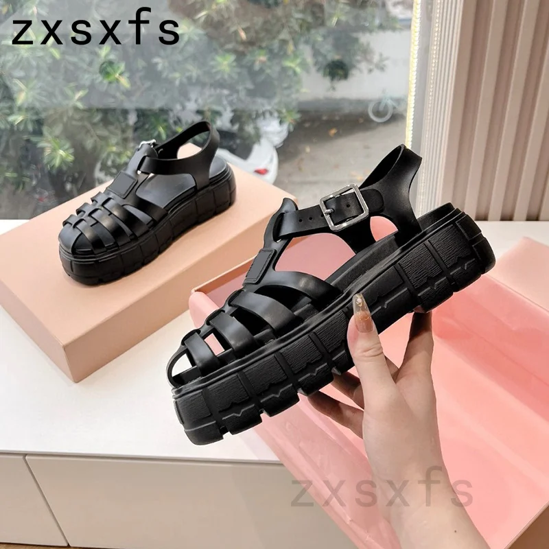 Summer Holiday Flat Sandals Women Real Leather Platform Beach Shoes Ladies Designer Slippers Brand Sandalias Mujer