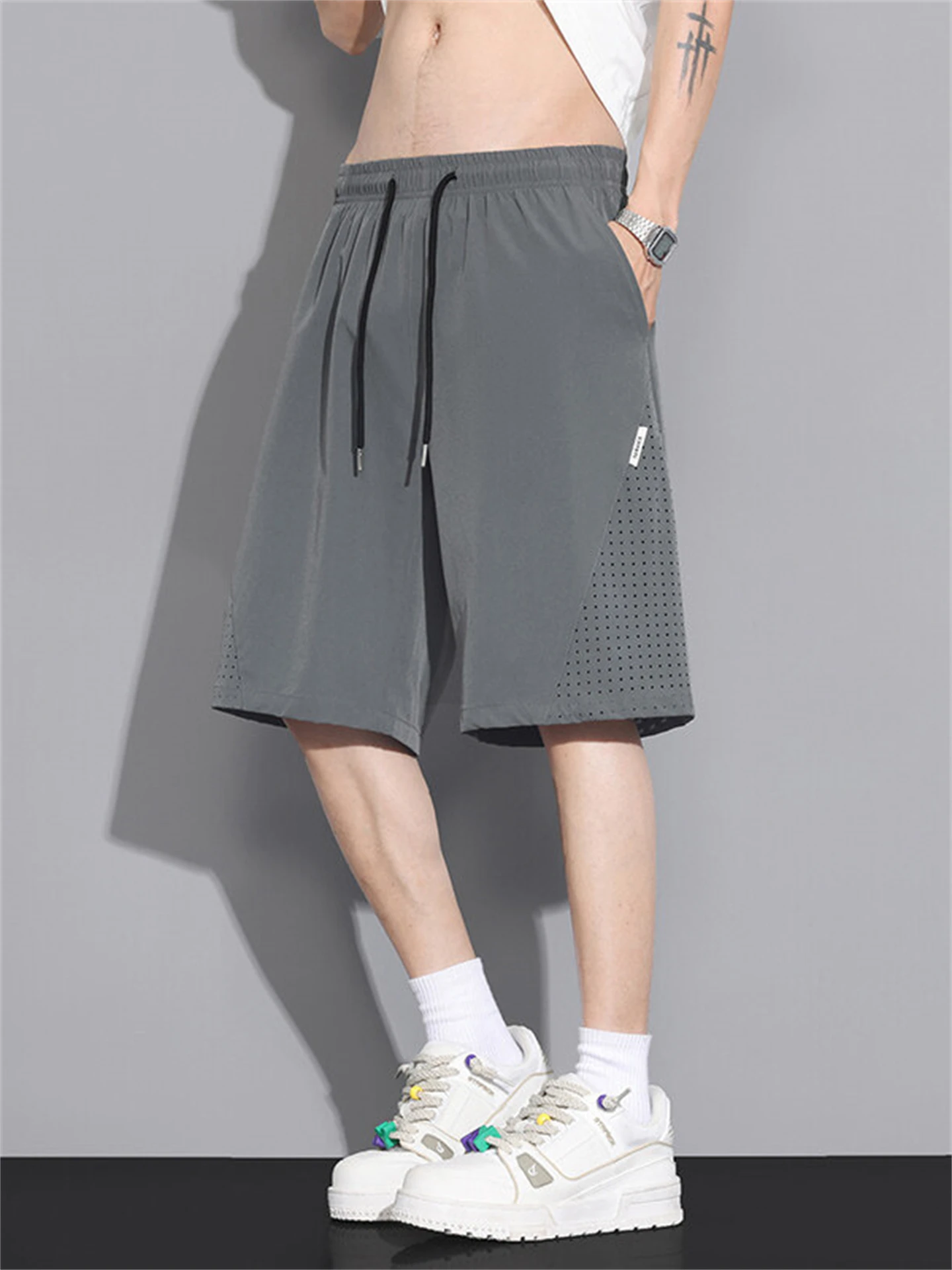 

Дышащие брюки из ледяного шелка Qui Dry, тонкие брюки для мальчиков, летние легкие молодежные повседневные брюки длиной пять четвертей