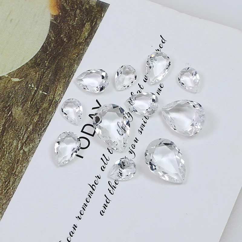 40PCS/Pack Water Drop Transparent Nail Crystal Decoration for women\'s Clothing and Beads for Needlework DIY