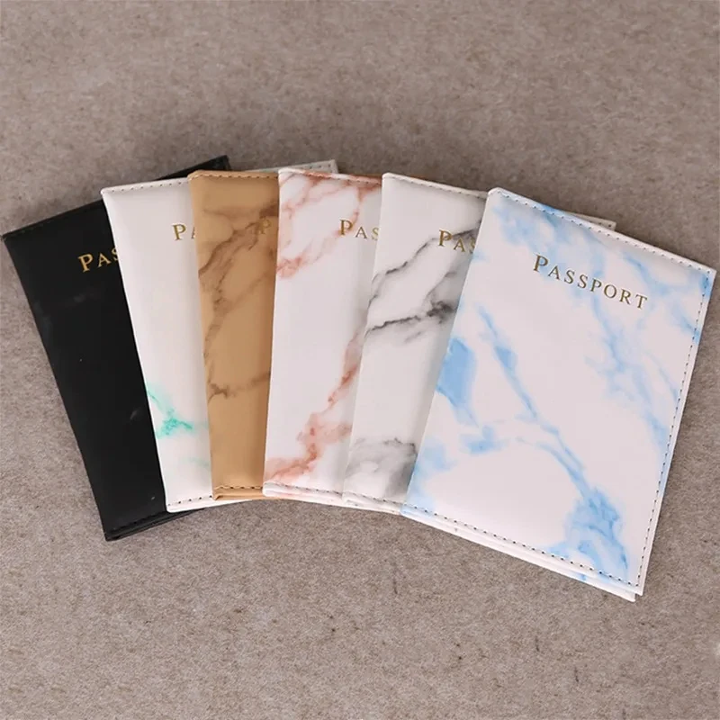 

Marble Passport Cover PU Leather Travel Passport Holder Protector Case Organizer Ticket Document Business Credit ID Cards Wallet