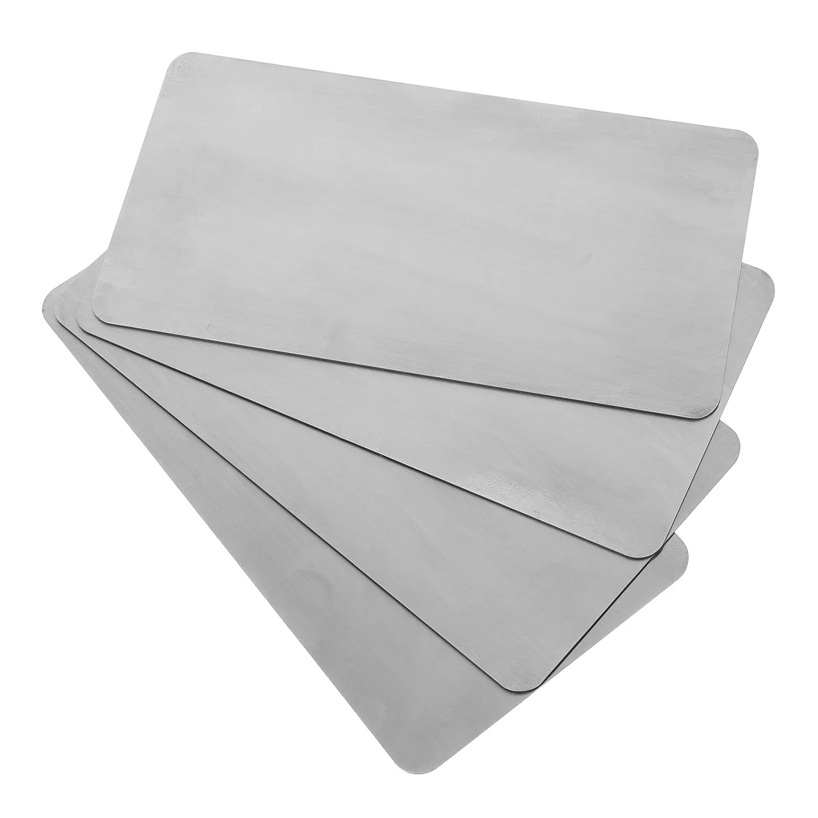 4Pcs Stainless Steel Blank Metal Plates Polished Scratch Resistant Writable DIY Catering Table Number Sign Restaurant Use