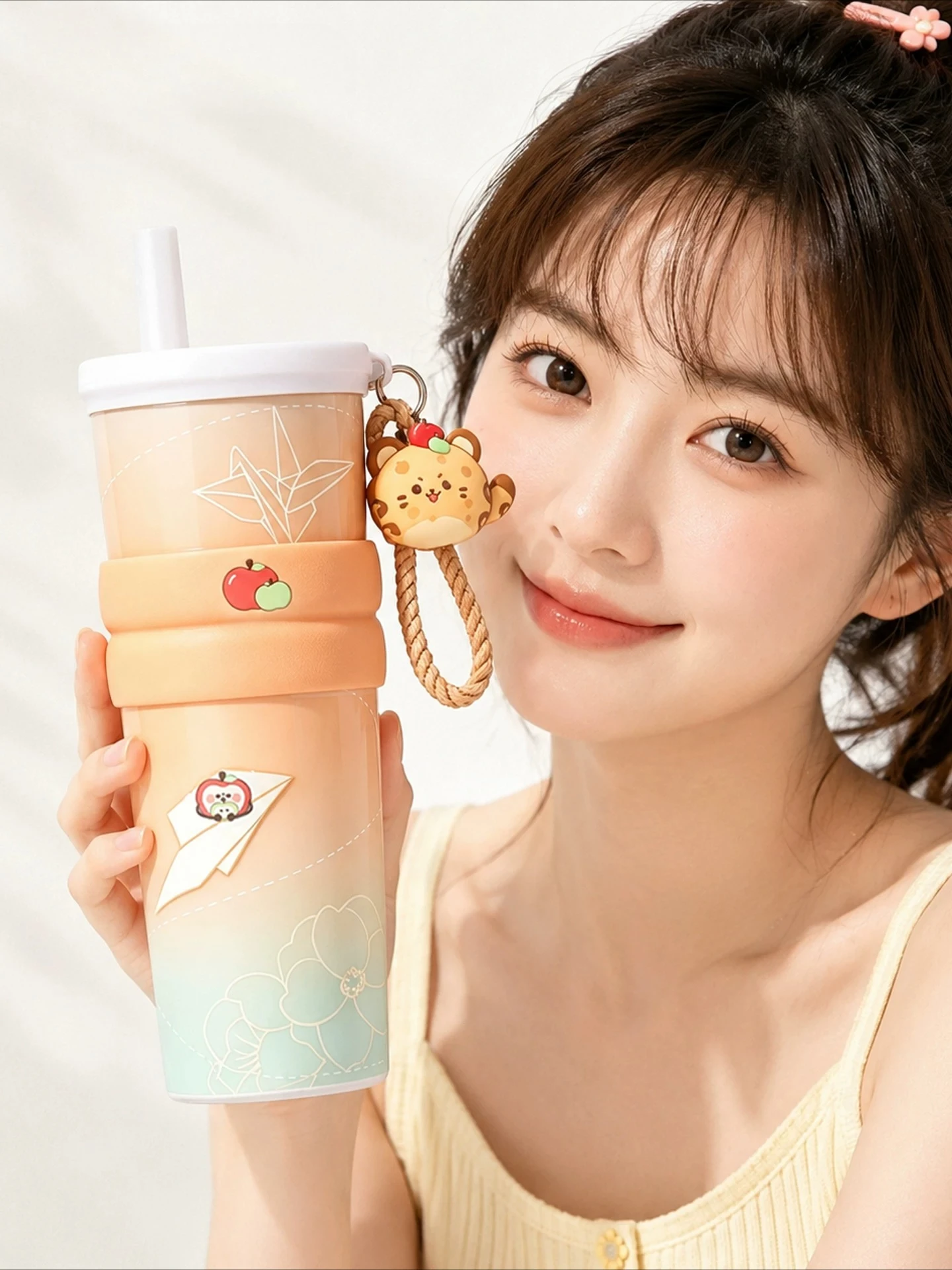 Love and Deepspace Peripheral water bottles Xavier Zayne Rafayel Sylus Caleb Stainless Steel 316 Straw Cup Cosplay Props