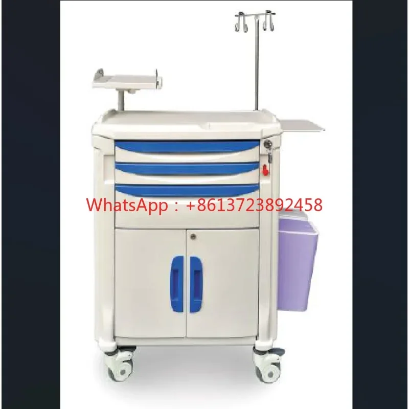 

MEDICAL hospital trolley 3 drawers anesthesia emergency crash medicine cart drugs trolley with cabinet