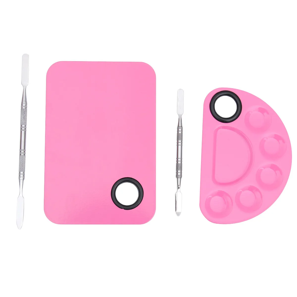 

2Sets Stainless Steel Nail Art Paint Mixing Tray Square Slotted Design for Makeup Blending Foundation Lip Eyeshadow Colors