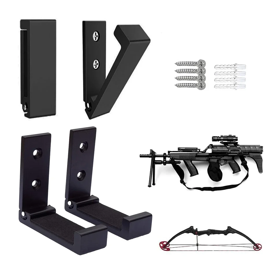 2Pcs Adjustable Folding Gun Hangers Racks with scratchproof Pad Foldable Wall Mount Hook for Shotgun Rifle Bow Sword Gun Storage