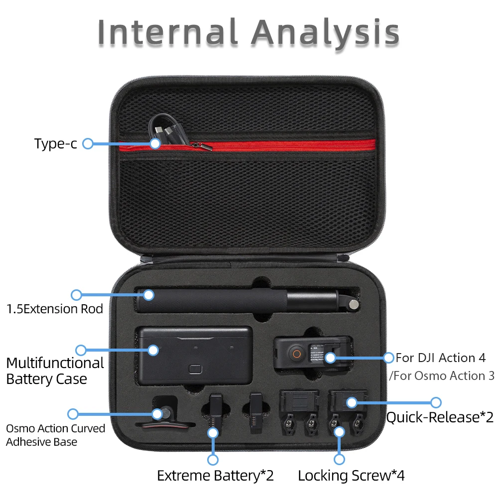 Portable Storage Bag For Osmo Action 4 Portable Waterproof Handbag Carrying Case For DJI Action 3 Sports Camera Accessories