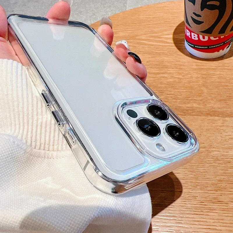 Luxury Transparent Shockproof Armor Case for iPhone 16 15 14 13 12 11 Pro X XR XS Max Plus Clear Bumper Hard Acrylic Cover