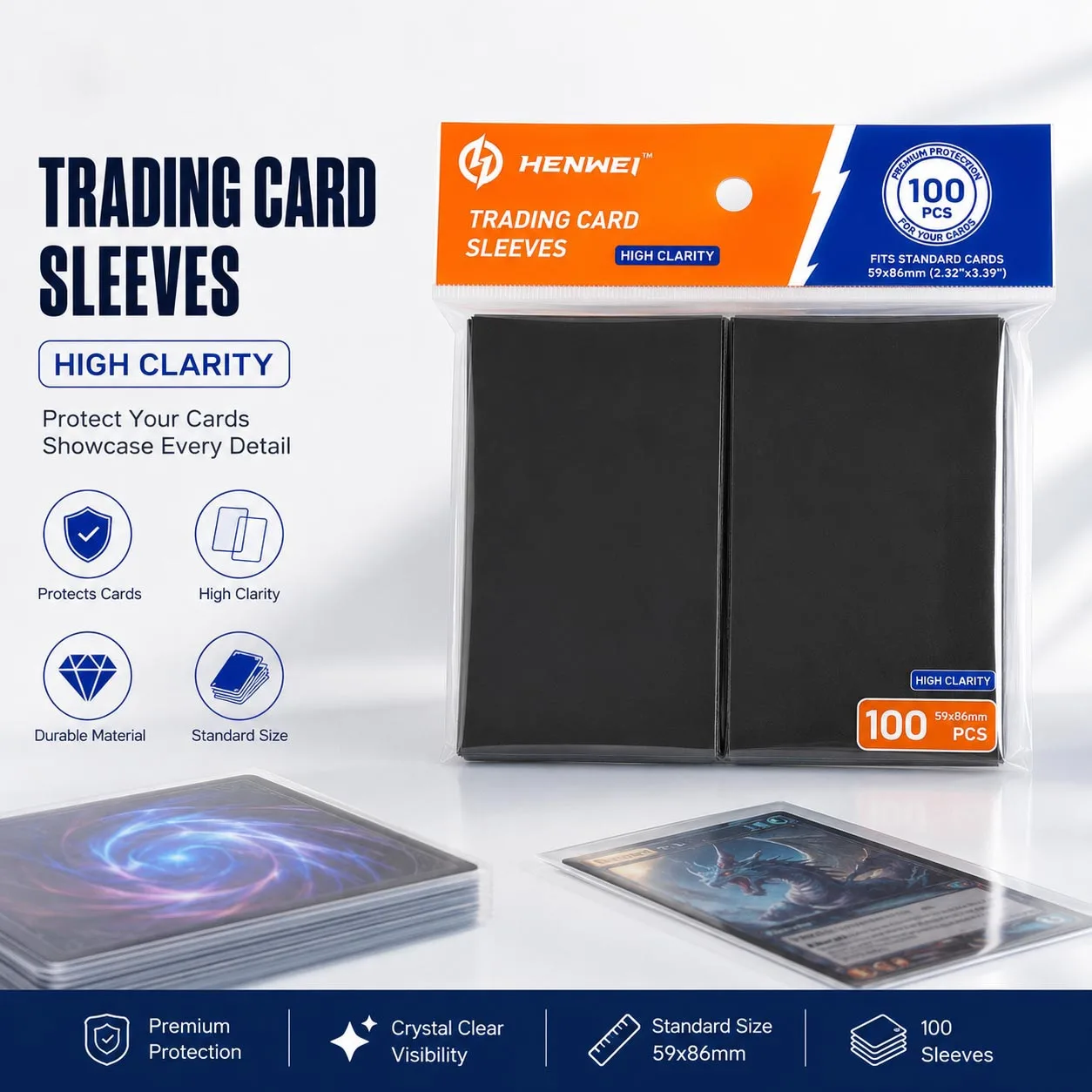 100PCS YuGiOh Card Sleeves 62x89mm Matte Anti-Scratch Waterproof Card Protectors for TCG Trading Cards