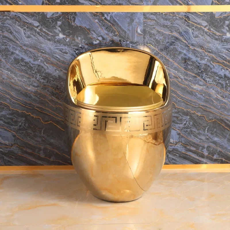 New Egg-shaped round gold toiletceramic color yellow gold toilet artistic personality