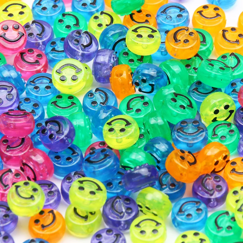 50pcs 10mm Colorful Smile Face Acrylic Beads Luminous Spacer Loose Beads For Jewelry Making Diy Bracelet Necklace Accessories view 5