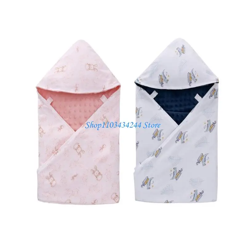 

G2TC Reversible Infant Hooded Blanket Soft Cotton Fabric Swaddles Wrap for Newborns