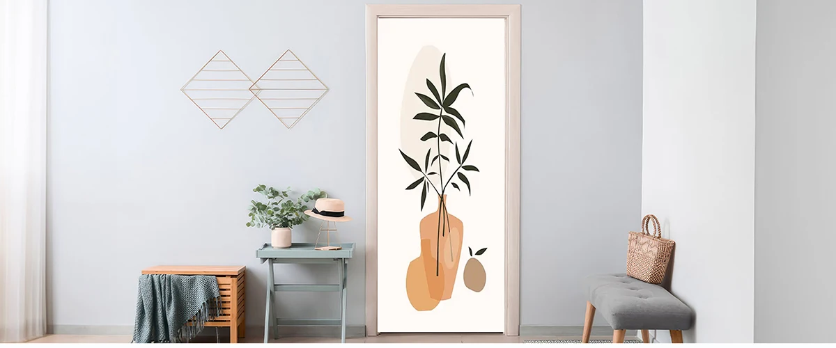 Nordic Minimalist Abstract Door Decal Self Adhesive Removable Waterproof Door Sticker Modern Art Door Cover Home Wall Decor view 5