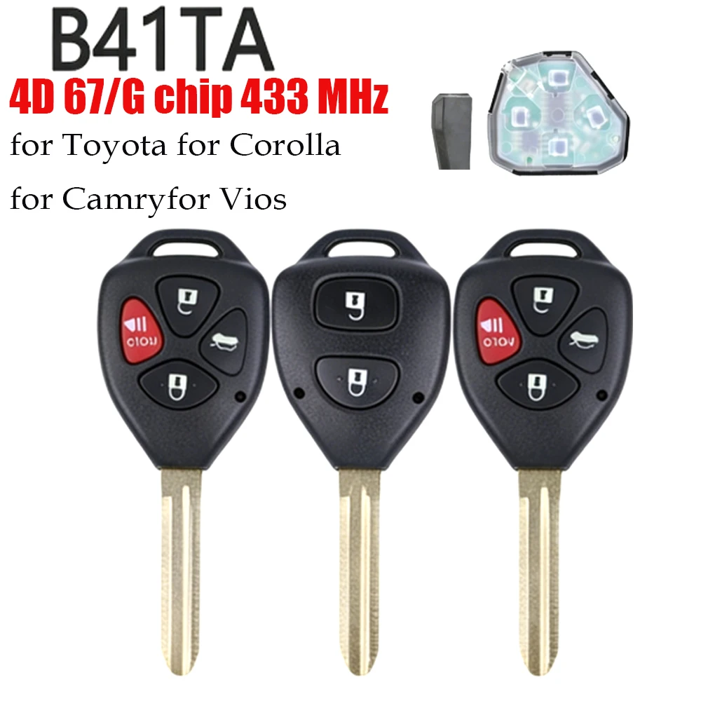 Car Keys B41TA Compatible with for Toyota for Corolla for Camry Car Keys 434 MHz Remote Control with 4D67/G Chip for Toyota