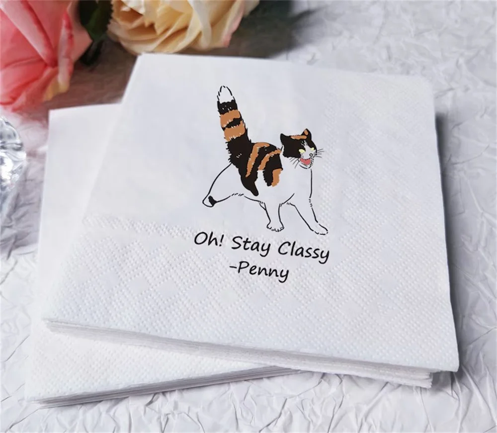 

50PCS Personalized Pet Cocktail Napkins-Custom Wedding Napkins-Custom Pet Portrait Napkins-Engagement Party Decorations-Wedding