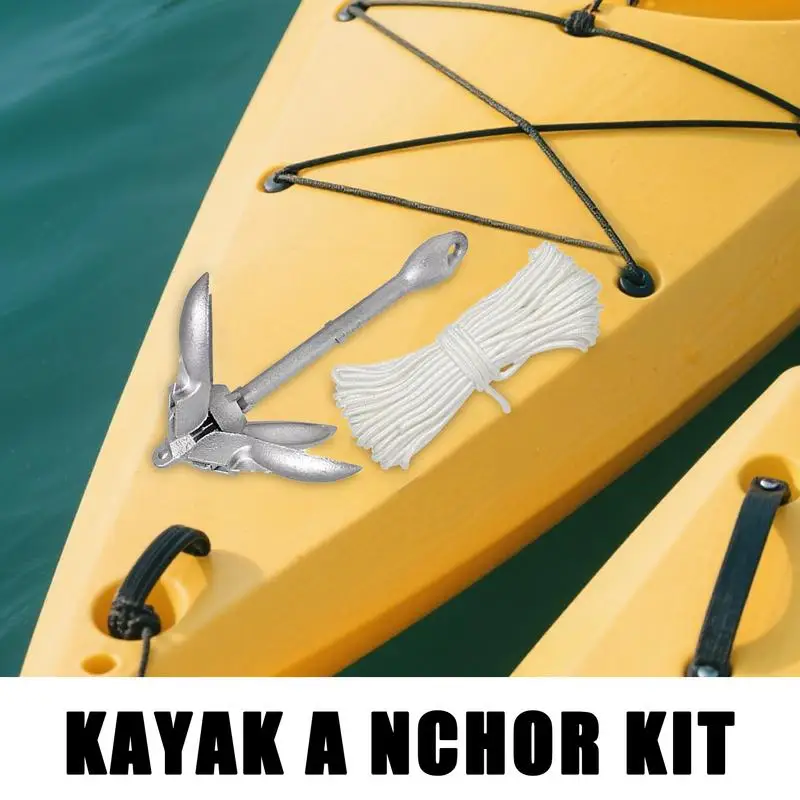 Canoe Anchoring Compact Kayak Anchoring System Folding Heavy-Duty Retrievable Boat Accessories For Lake Fishing Kayaking Dock