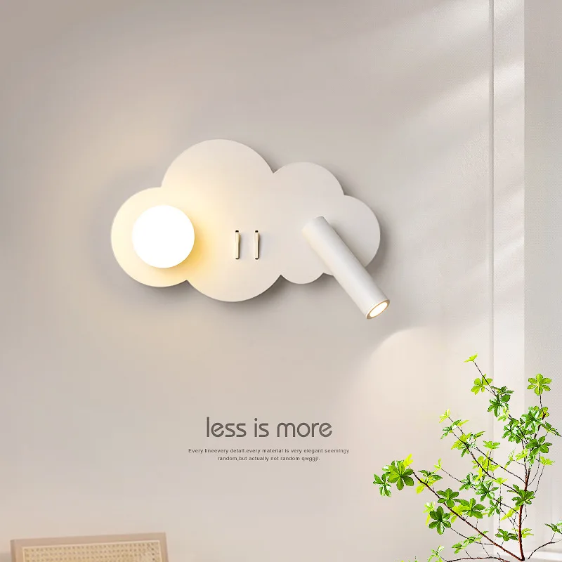 Cloud bedroom wall light with switch, bedside reading light, full spectrum living room background wall light, entrance decoratio