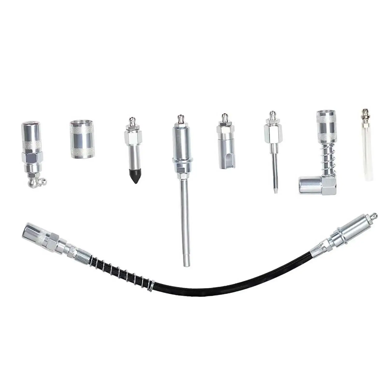 

9Pcs Grease Coupler Kit Durable with Flex Hose Complete Accessories