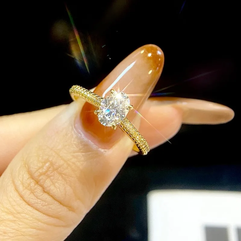 GRA Echter ovaler 1 Karat Moissanit-Diamantring für Damen, 925er Sterlingsilber, Jubiläumsfeier, wunderschöner, hochwertiger, edler Schmuck
