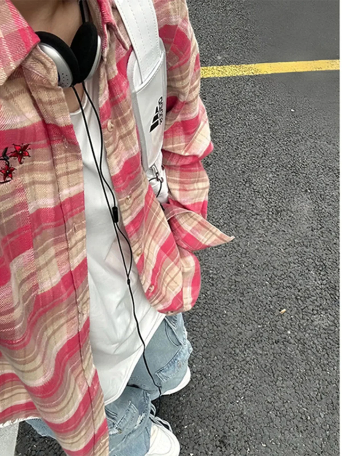 Red Plaid  Design Long Sleeve Men's Shirt Thin Summer Vintage Jacket Workwear Casual Cotton Youth Fashion Trend