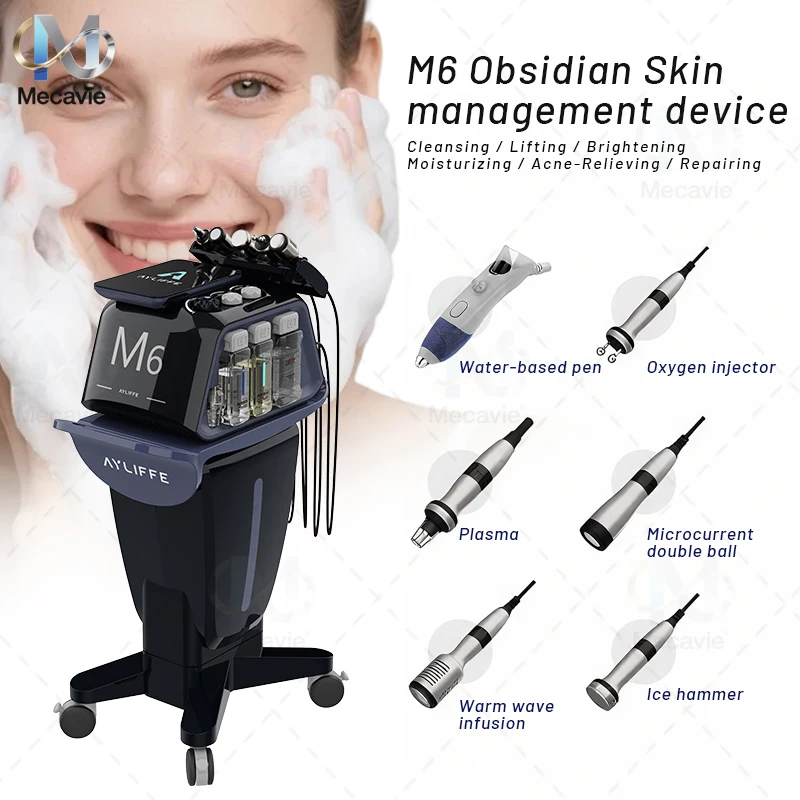 Nouveau 6 en 1 oxygène Hydro Dermabrasion Machine peau nettoyage en profondeur blanchiment du visage Microdermabrasion tête noire dispositif d'élimination