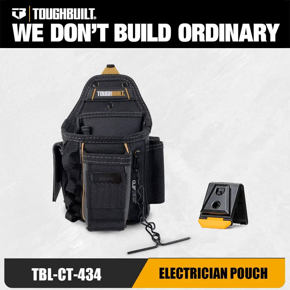 1pc TOUGHBUILT ClipTech Polyester Electrician Tool Pouch Tool Storage 1680D Heavy-Duty Construction Tool Organizer