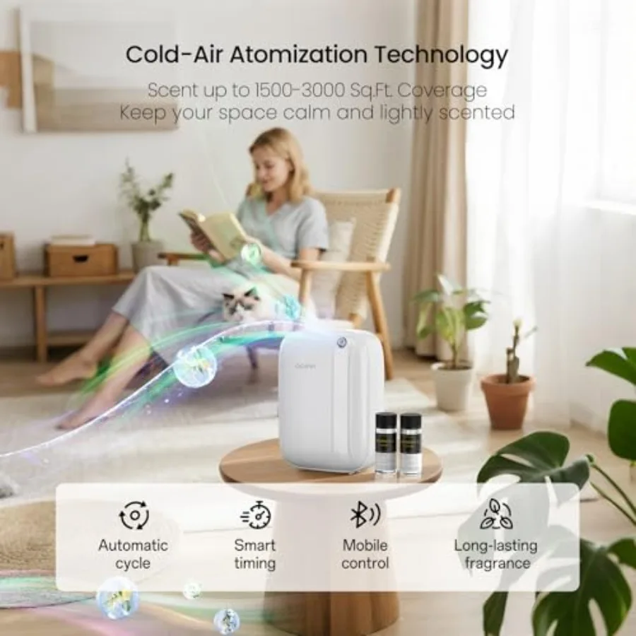 Waterless Essential Oil Diffuser for Hotels Large Rooms, Aluminum Alloy Body, Matte Black, 400ml Capacity with Cold Air Tech Ap - view 3