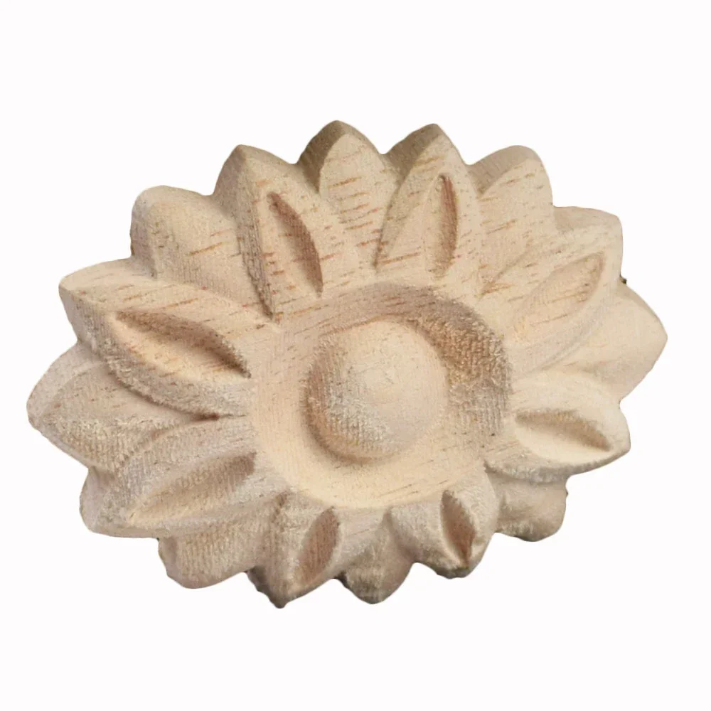10PCS Wood Applique Onlay Decal Frame Wooden Craft Rubber Wood Ornamental Miniatures Decoration Furniture Doors Walls Figurines