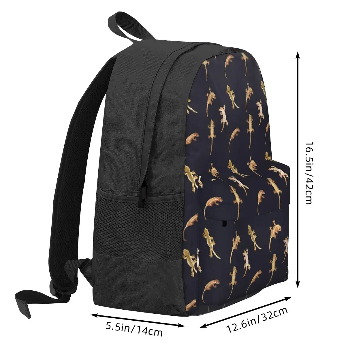 Cute Little Crested Geckos Backpacks Boys Girls Bookbag Students School Bags Cartoon Kids Rucksack Laptop Rucksack Shoulder Bag