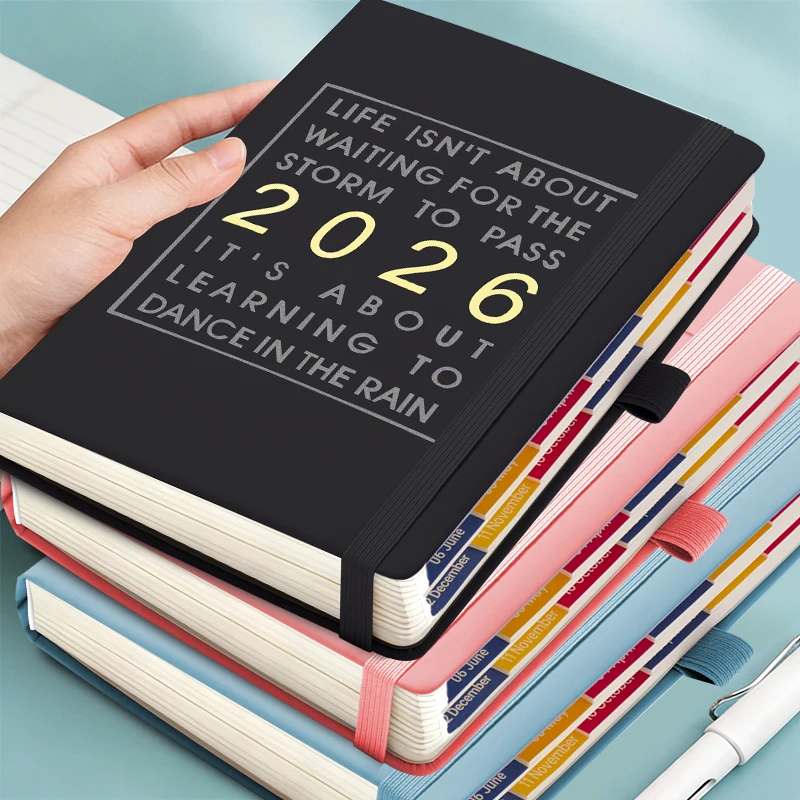 دفتر أعمال فاخر A5 مصنوع من جلد البولي يوريثان مخطط أكاديمي مع قائمة المهام جدول الأعمال مخطط شهري جدول مكتب الأعمال