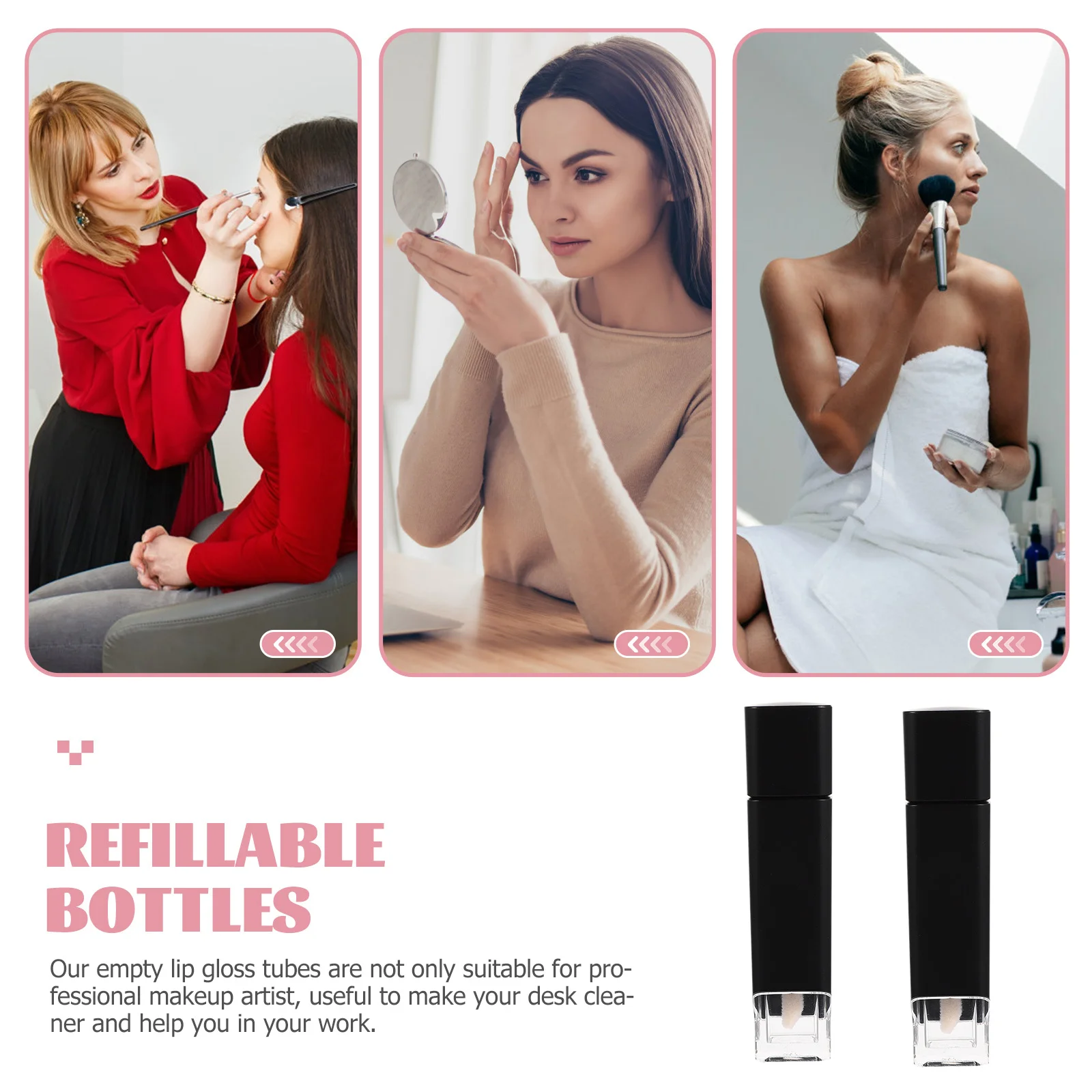 4Pcs Lip Gloss Tubes Refillable Transparent Plastic Containers Empty Lip Balm Bottles DIY Tools for Women