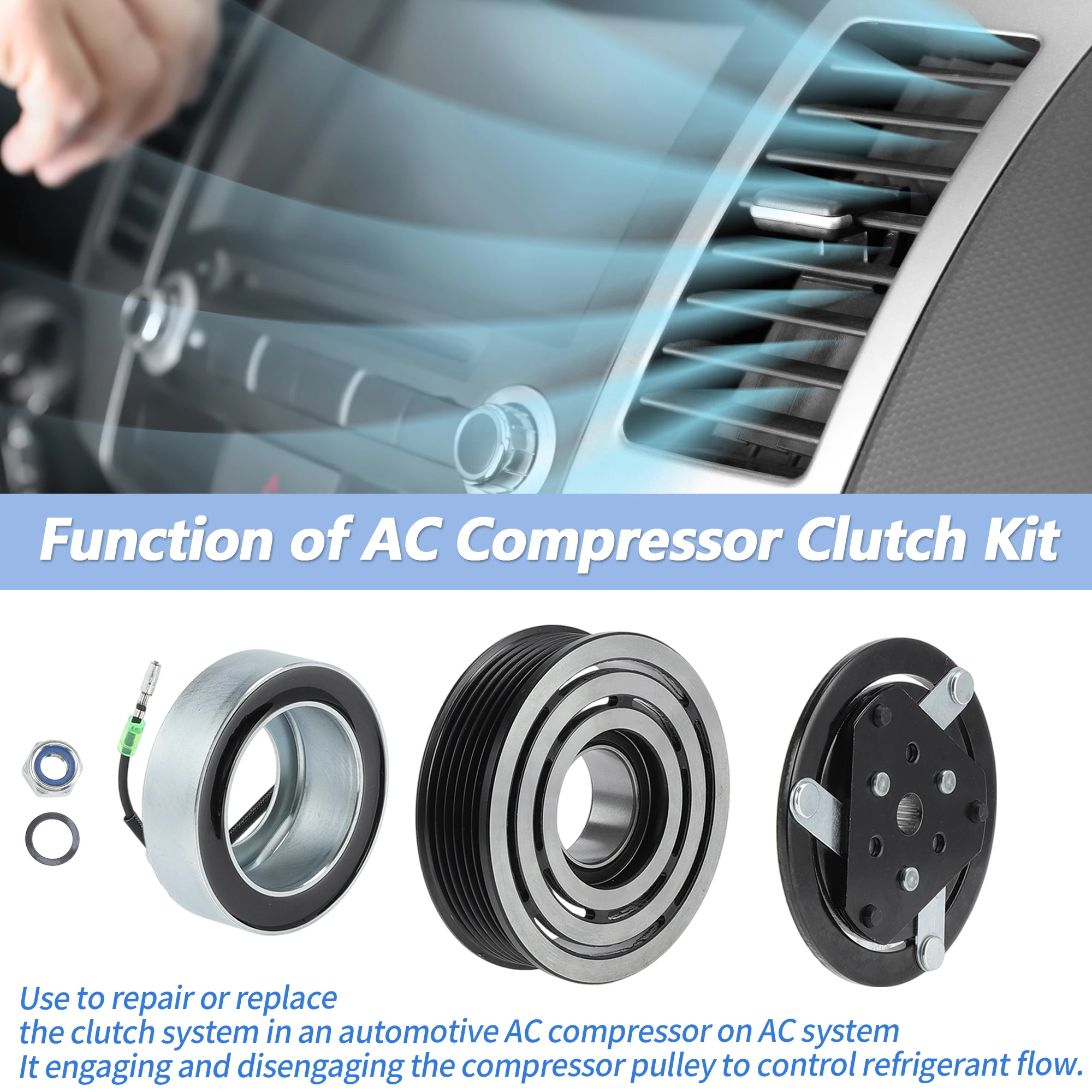 UXCELL Air Conditioner AC Compressor Clutch Kit for Mitsubishi Lancer Outlander QS90
